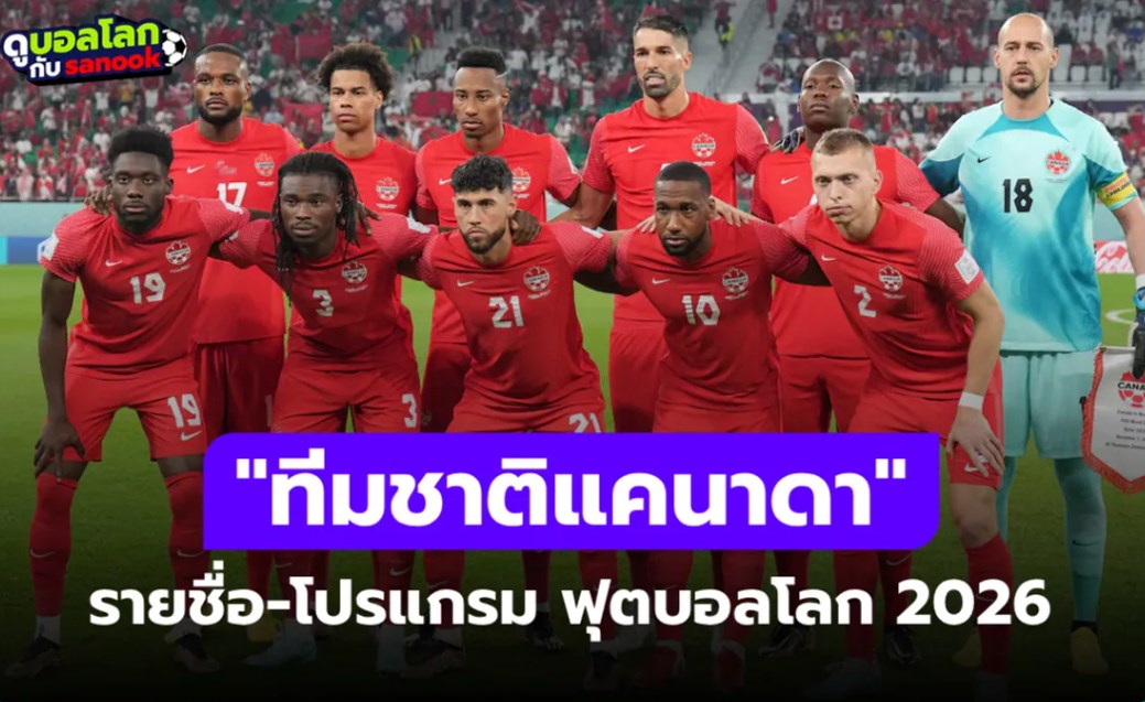 ทีมชาติแคนาดา ฟุตบอลโลก 2026 (กลุ่ม B) : รายชื่อนักเตะและโปรแกรมการแข่งขัน